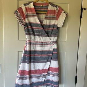 Hem & Thread red white and blue cotton wrap dress